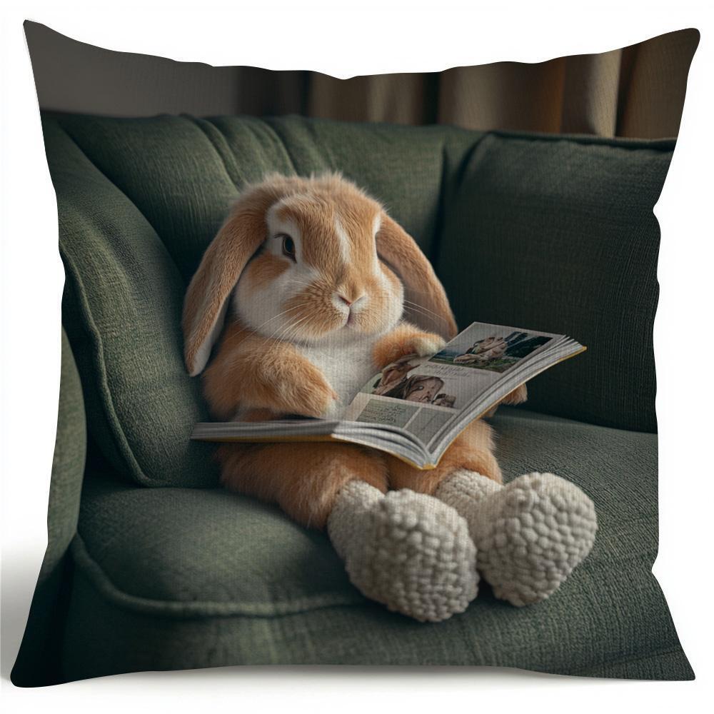 1 PC Long-eared Rabbit Pillowcase Print Adds A Touch of Style To The Room