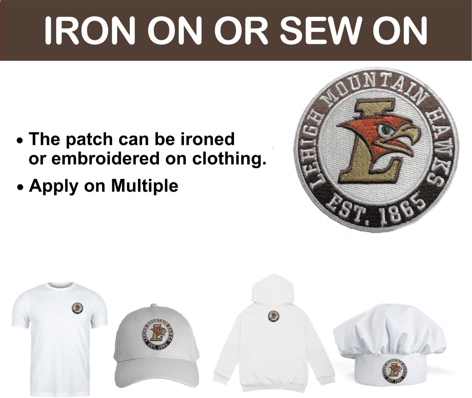 Lehigh Mountain Hawks NCAA Team Logo Iron On Patch-Sew Patch-Embroidered Patch
