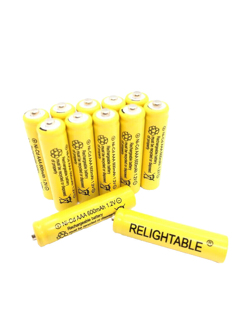 12 pcs Rechargeable NiCd AAA 600mAh Ni-Cad Batteries for Solar-Powered Light B12
