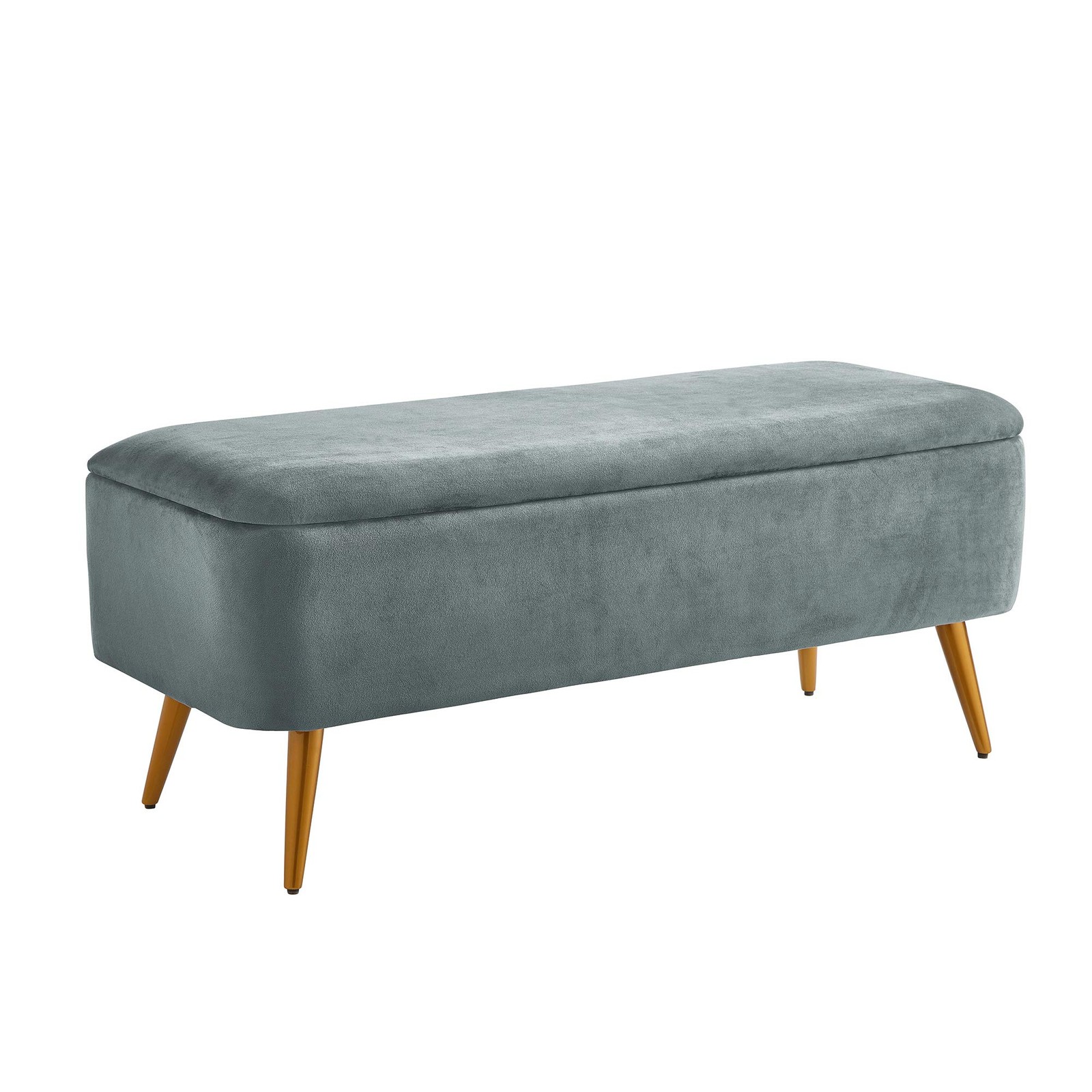 & Upholstered Velvet Storage Bench 44W X 16D X 18H Greygolden Powder