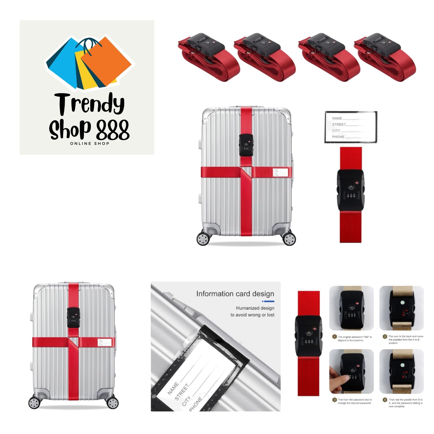 Cross Luggage Straps Set TSA Approved with Lock Adjustable Travel Suitcase Be...