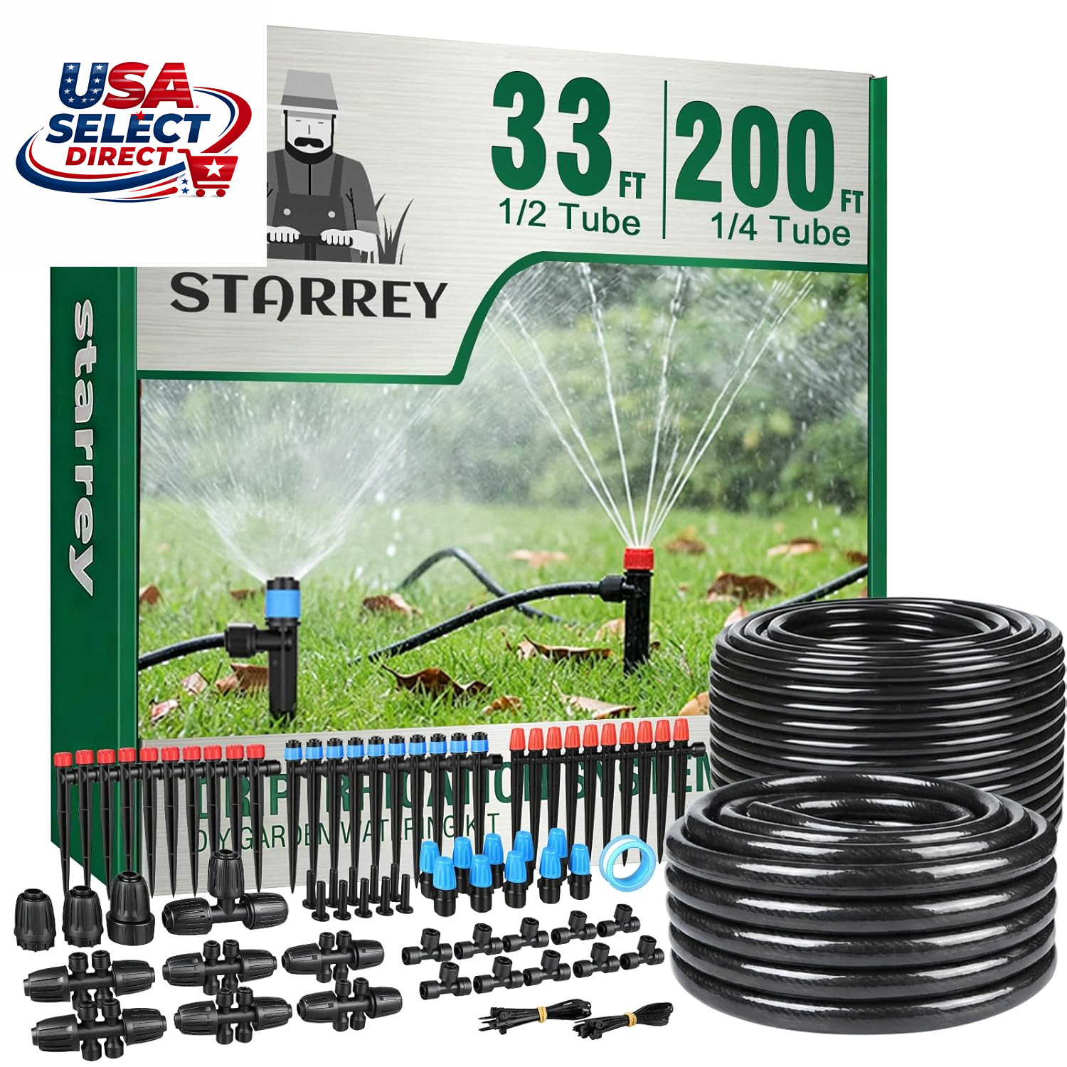 Drip Irrigation System Garden Watering Kit 233FT All-In-One