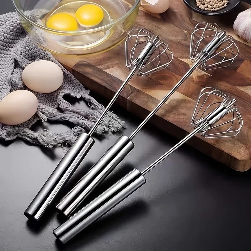 Semi-Automatic Egg Whisk Hand Push Egg Beater Stainless Steel Blender Mixer Tool