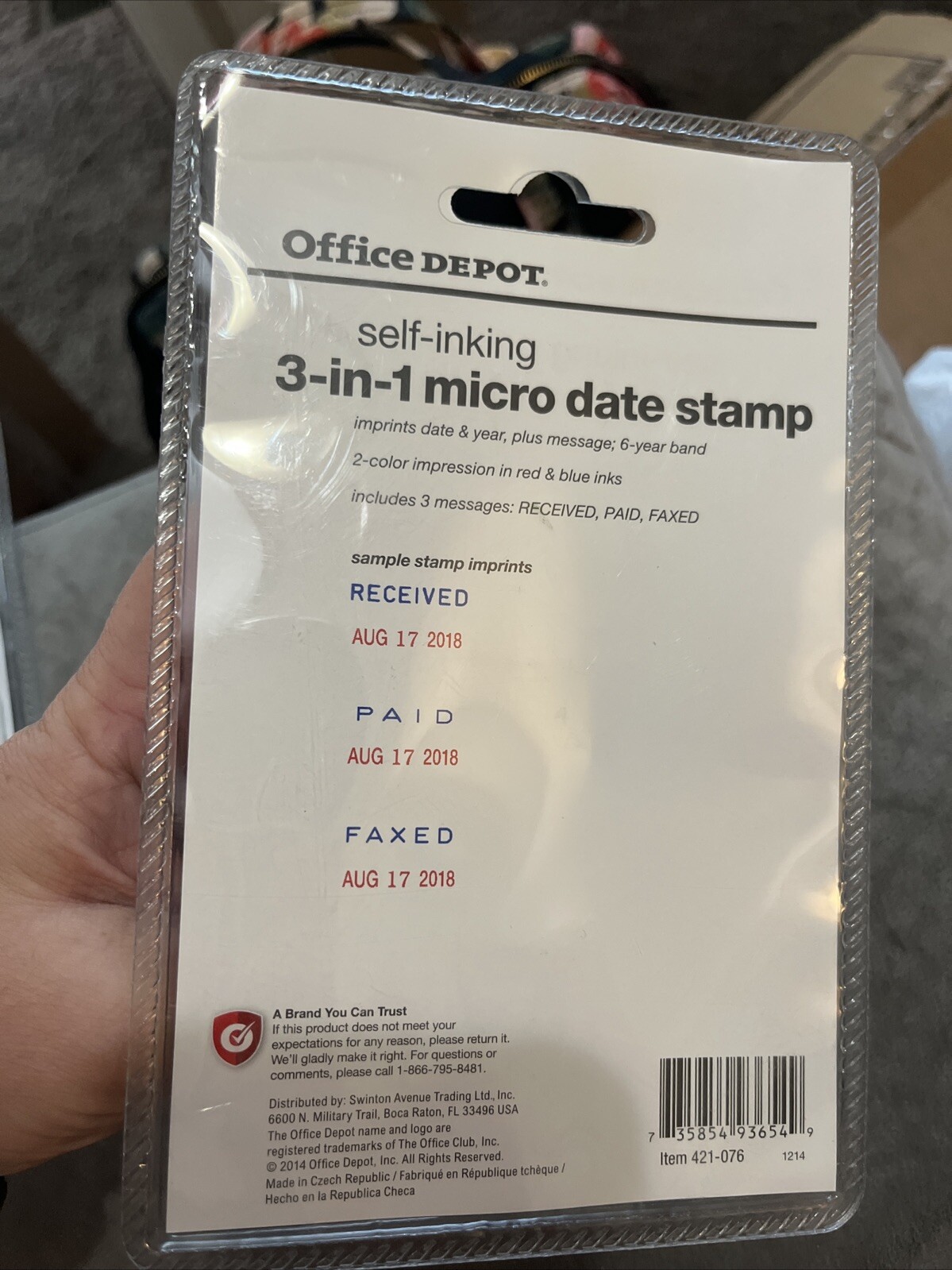 Office Depot self syncing three in one micro stamp red and blue ink