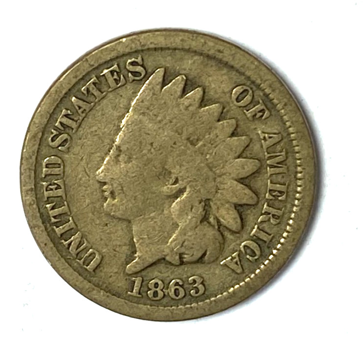 1863 1c Indian Head Penny One Cent US Philadelphia Copper