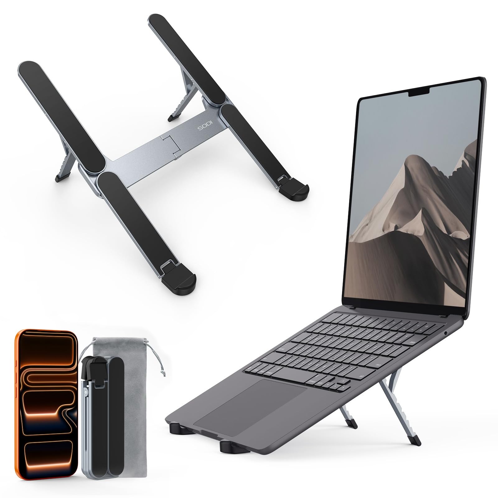 [Ultra Compact] Foldable & Portable Laptop Stand for Desk, Lightweight Stand ...