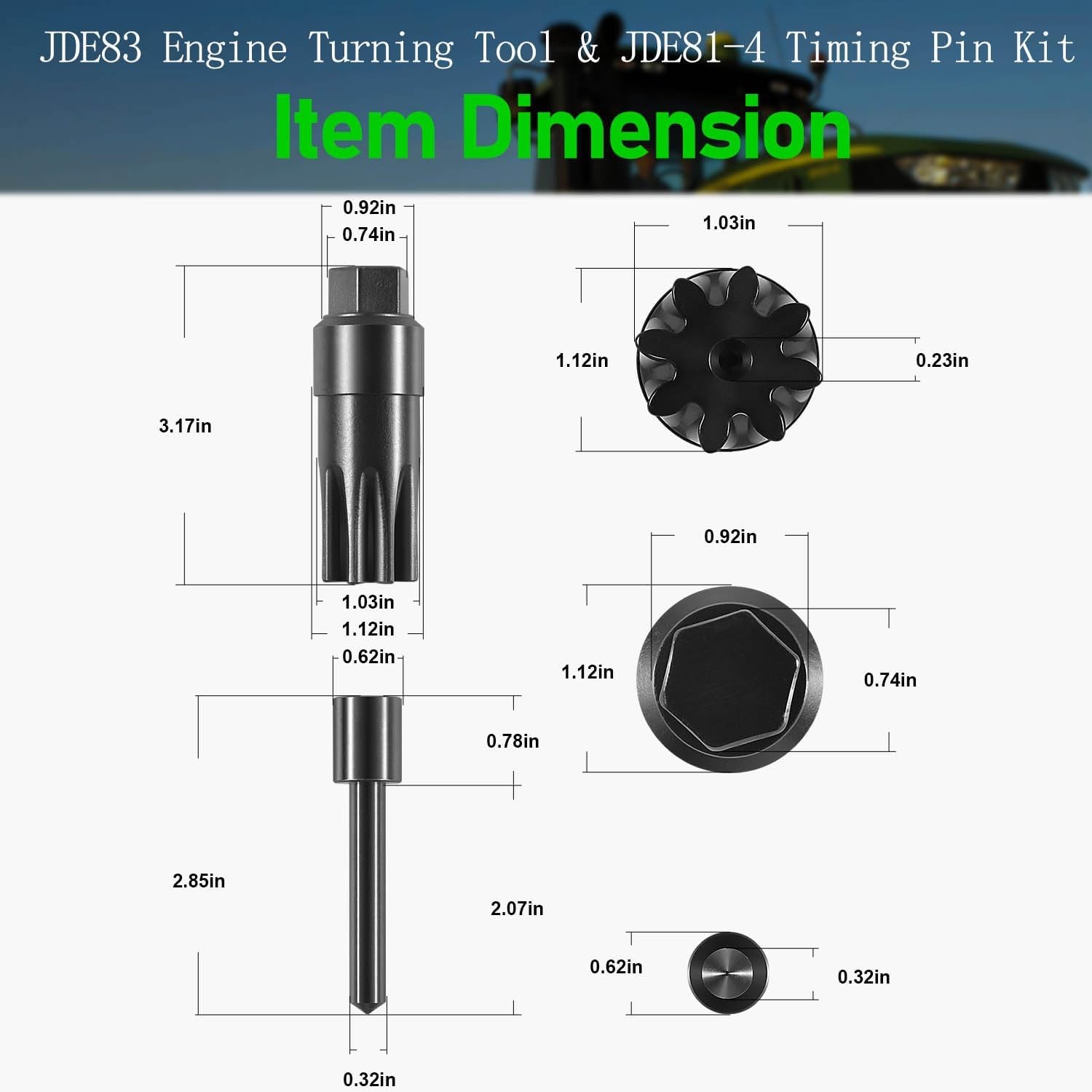 for John Deere Engines # JDE83 JDE81-4 JDG820 Engine Turning Tool & Timing Set