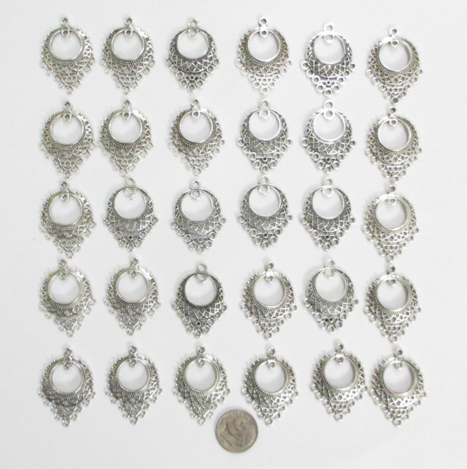 NEW-30--TIBET SILVER LARGE ORNATE CHANDELIER EARRING CONNECTORS --33  X  24 MM
