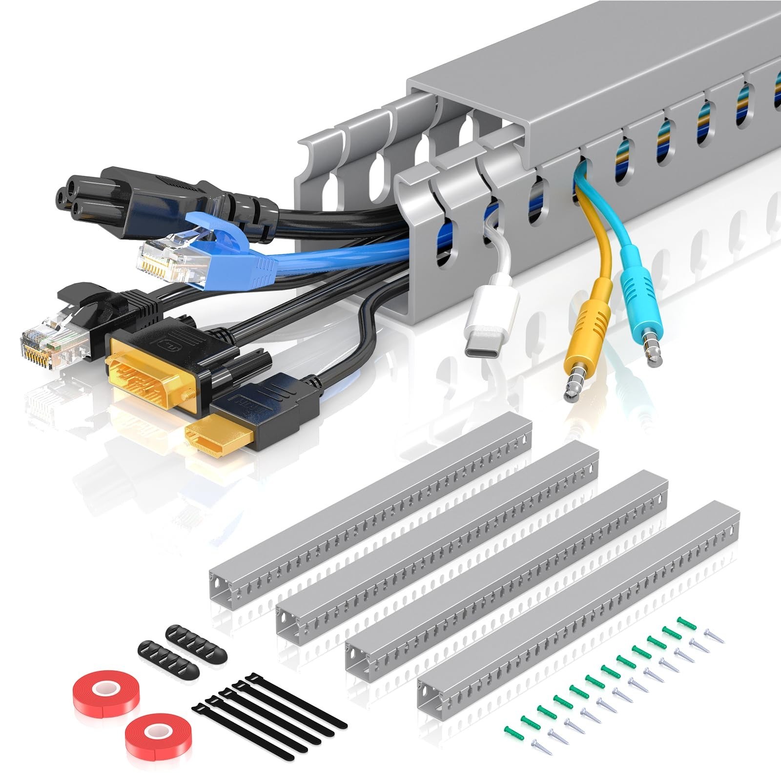 Open Slot Wire Duct Kit, 62.8"(4 x 15.7) Server Rack Cable Management, Cable ...