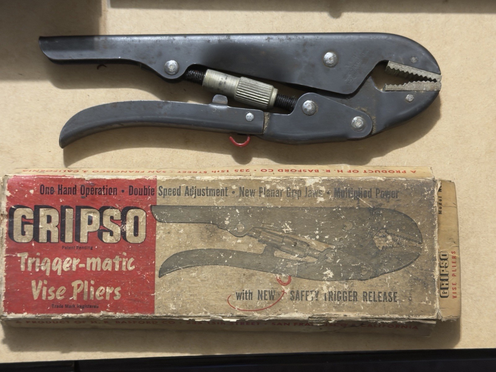 Vintage H.R. Basford Pliers, Locking Pliers SF USA