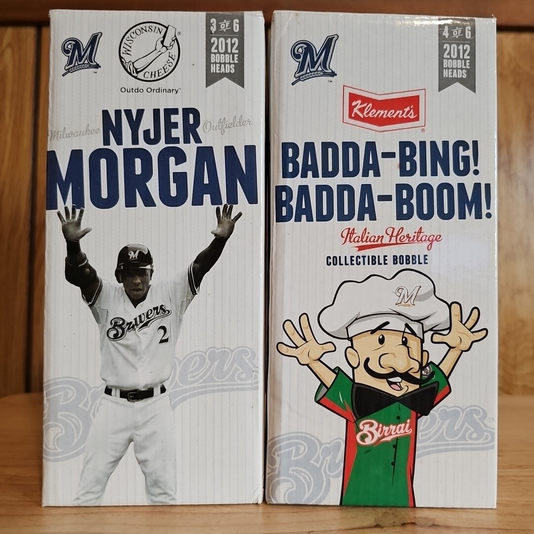 Milwaukee Brewers Italian Heritage & Nyjer Morgan Bobble Heads 2012 READ