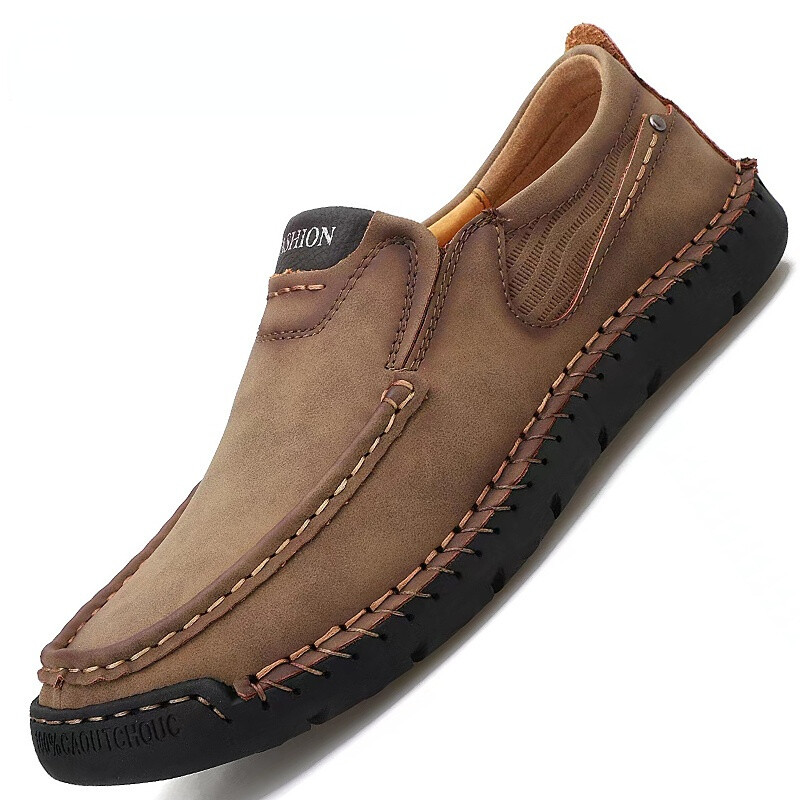 Men's Moccasins Fashion Handmade Casual Shoes Breathable Slip on Leather Loafers