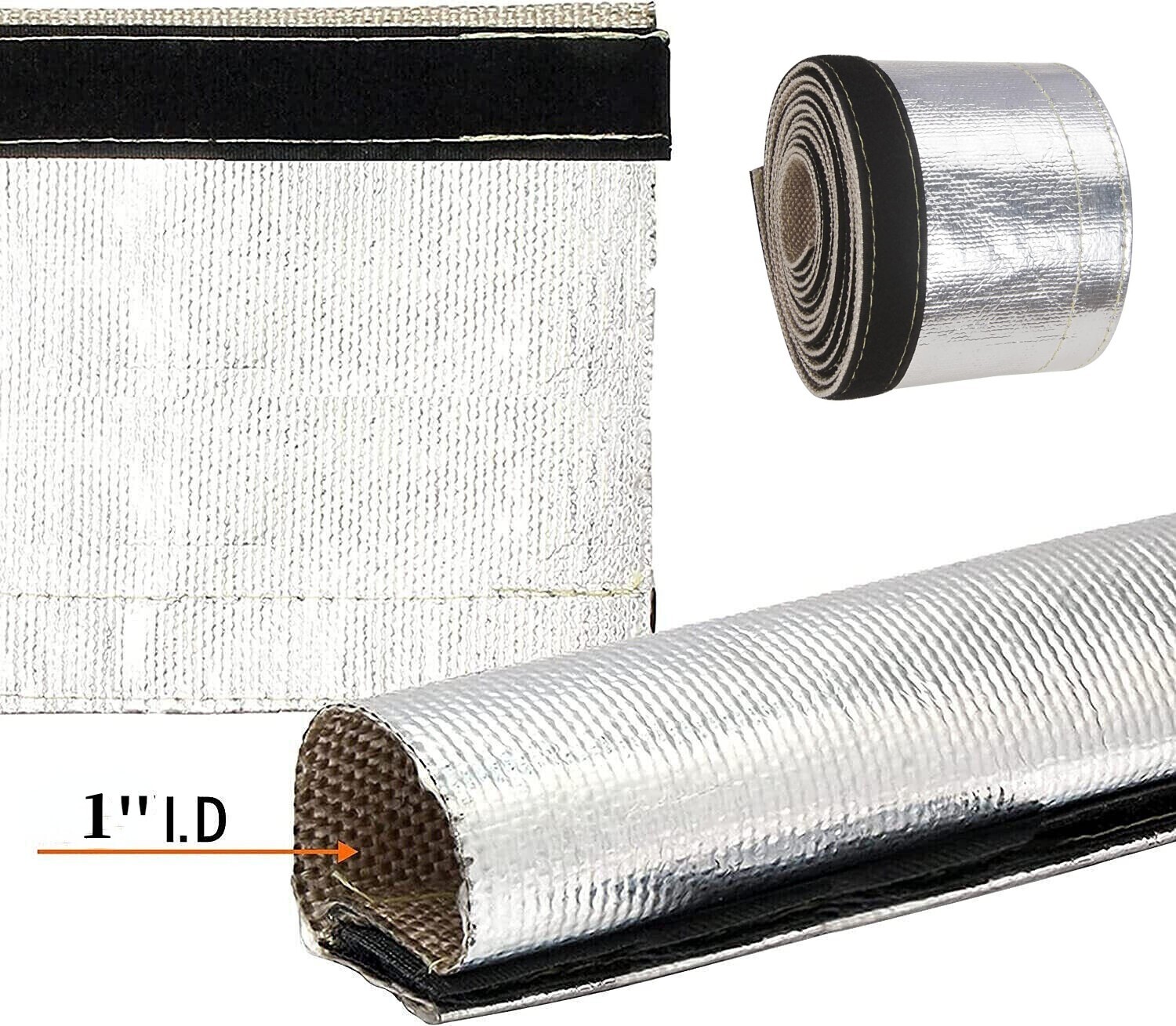 1" ID Metallic Insulated Heat Shield Sleeve Wire Hose Cover Wrap Loom Tube 10FT