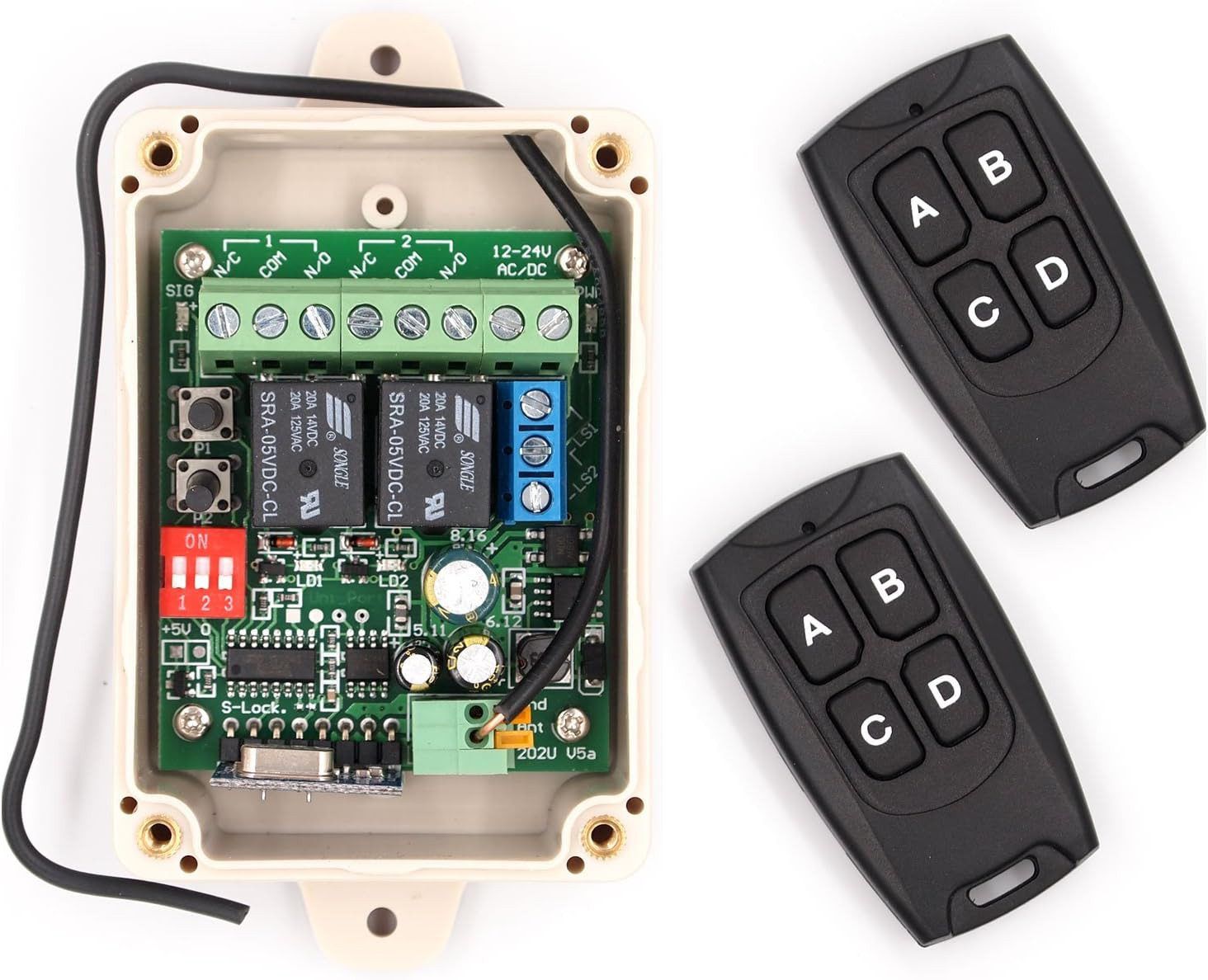 Wireless RF Remote Control Relay Switch for 12V-24V Systems
