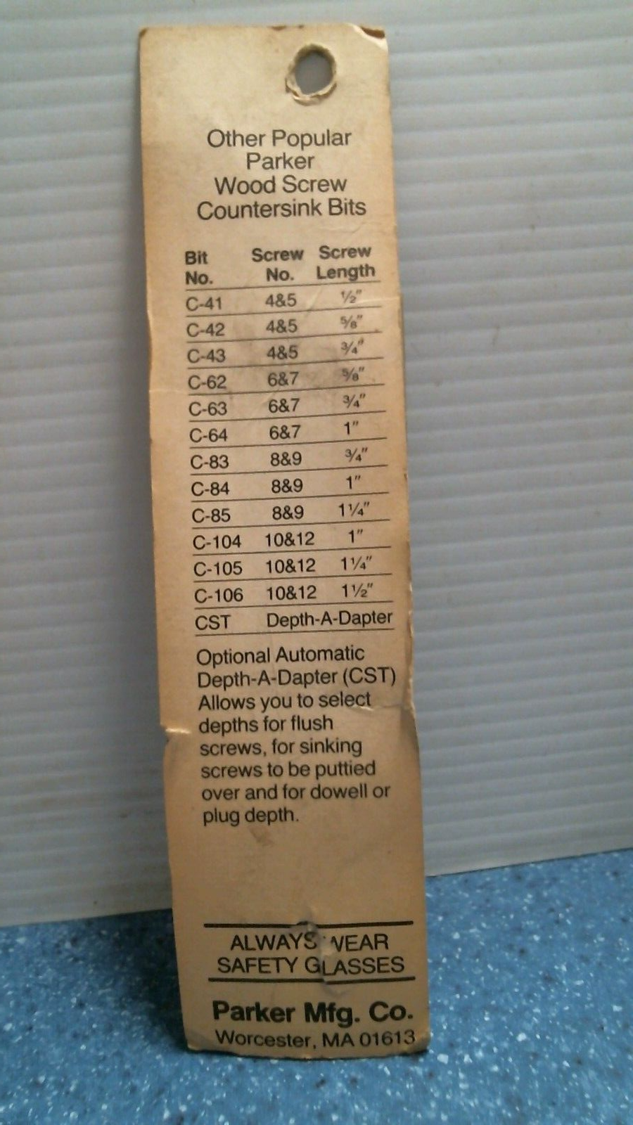 Parker Woodscrew Countersink Bit (C-105) FS
