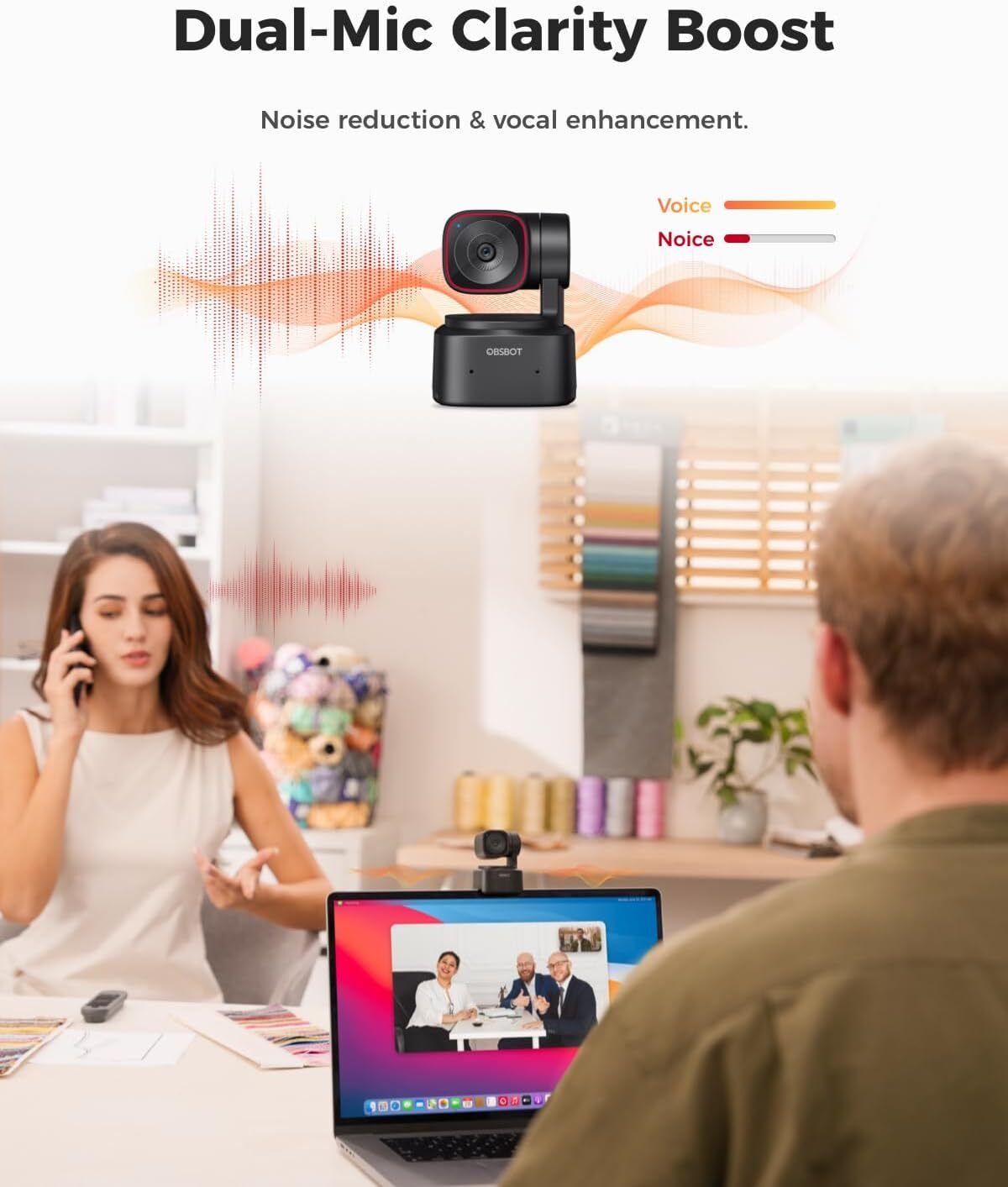 OBSBOT Tiny 2 Lite Webcam 4K AI Tracking Streaming PTZ Camera With 1/2"Sensor