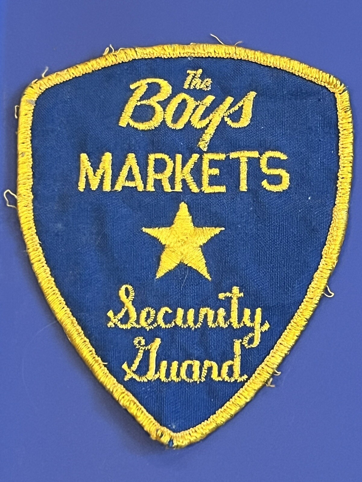 X-RARE🇺🇸1950s-60s”THE BOYS MARKETS”SECURITY GUARD UNIFORM SHOULDER  PATCH 👀