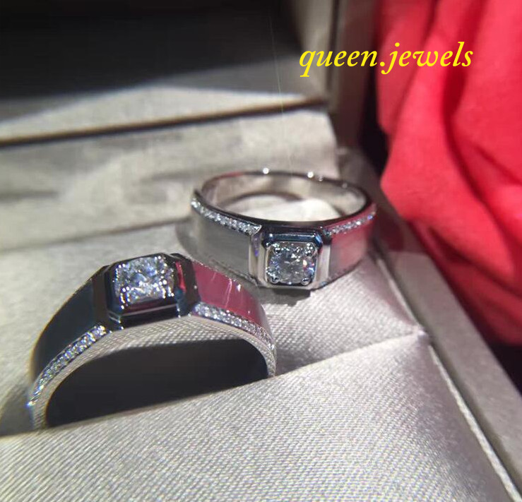 14K White Gold Over Men's Engagement Ring 1.54CT Round Cut Lab Created Diamond