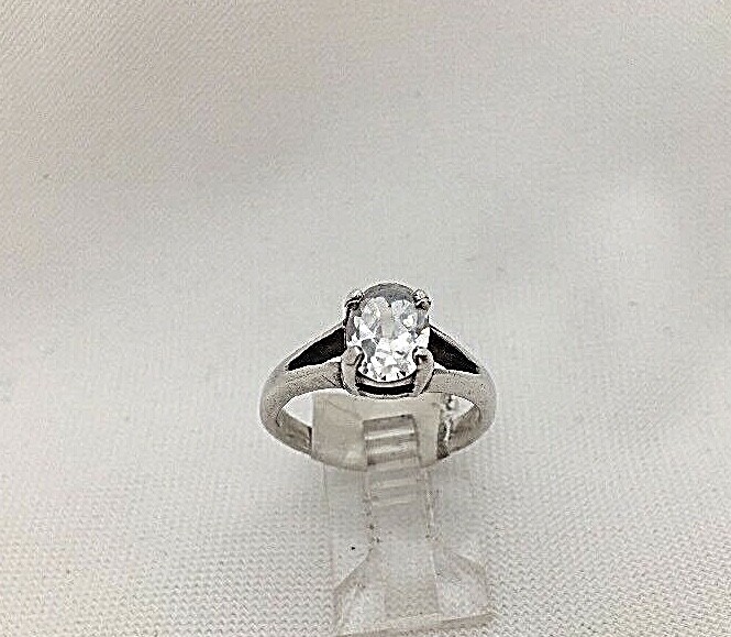 Sterling Silver .925 6mm x 8mm Oval CZ Ring Size 6 Engagement