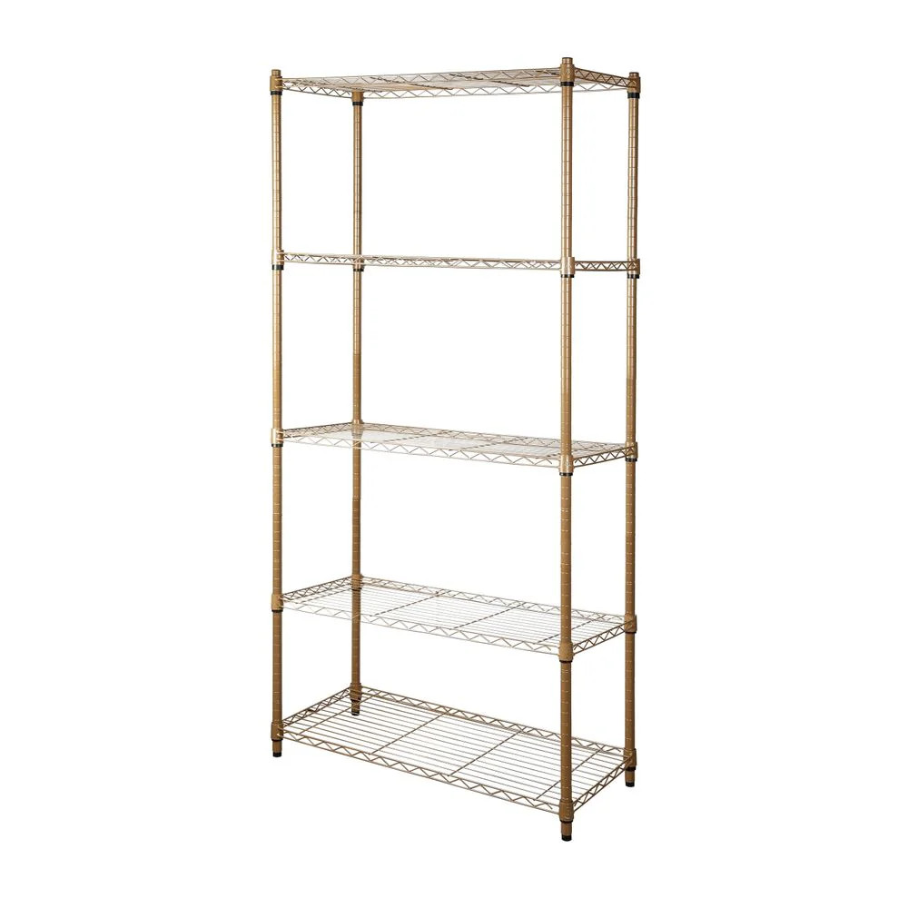 Rubbermaid 42835N 5-Tier Gold Wire Shelving Unit 36W x 16D x 72H - Heavy-Duty St