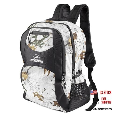 Camo Backpack in Licensed Realtree Prints, Lightweight and Xtra Snow/Black