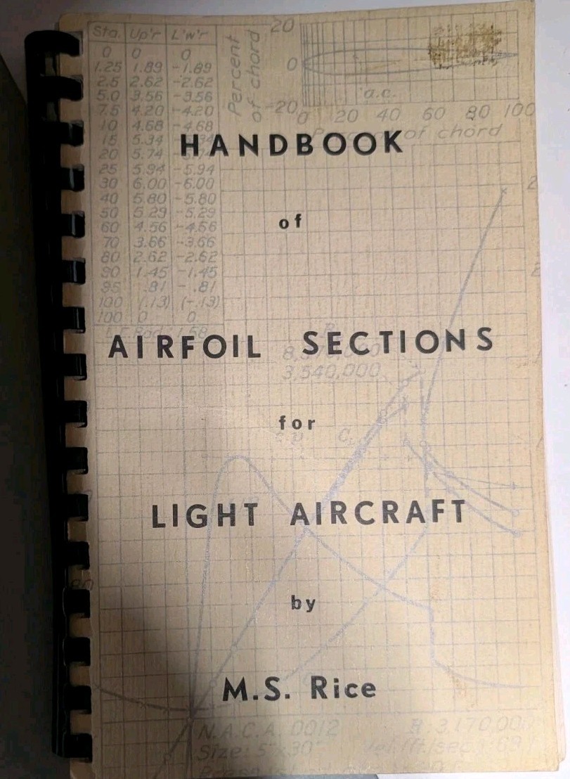 HANDBOOK OF AIRFOIL SECTIONS FOR LIGHT AIRCRAFT ~M.S. RICE, 1971 Free Shipping