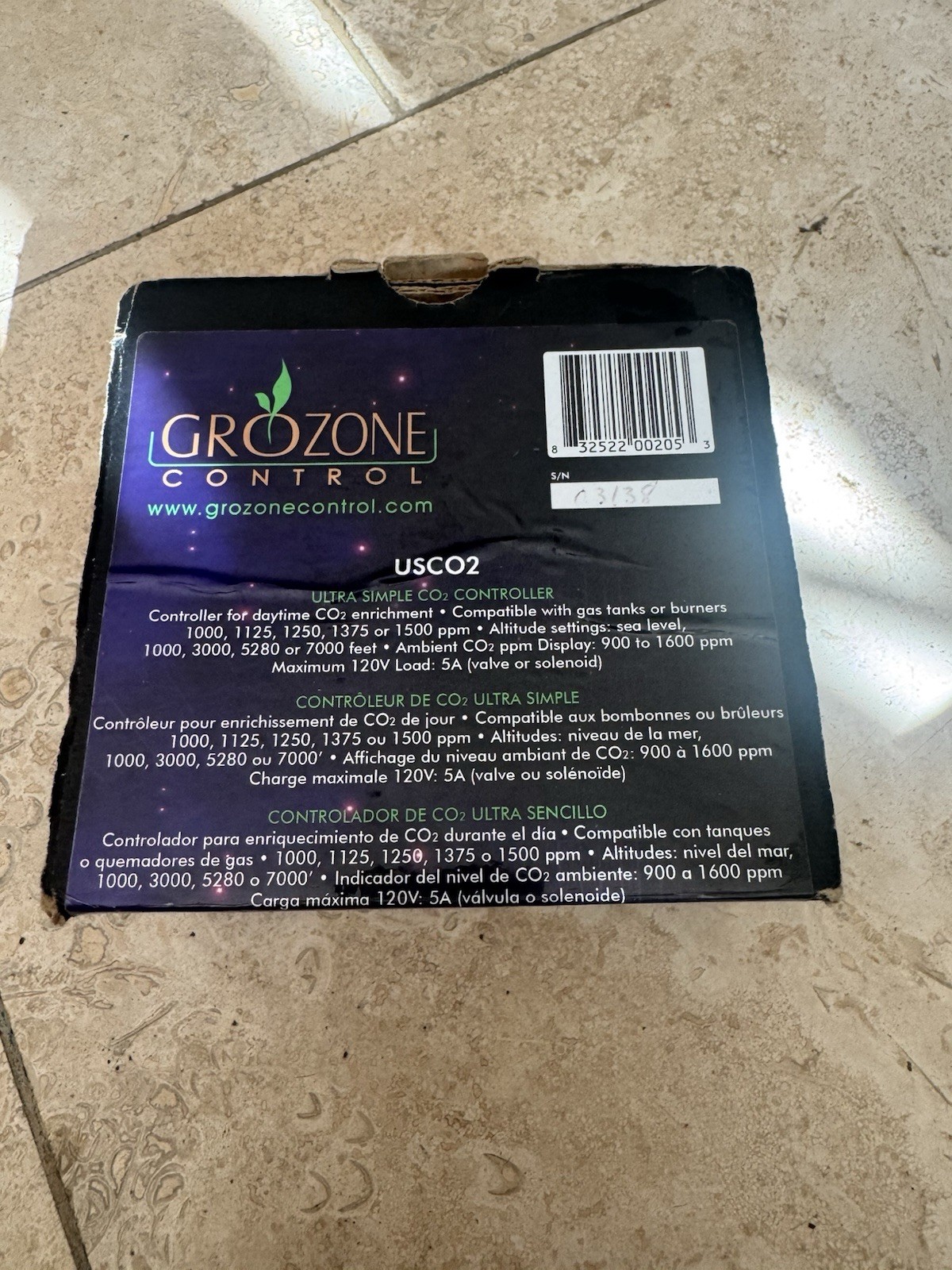 Grozone Controls USCO2 0-2000 PPM Single Zone Ultra Simple CO2 Controller