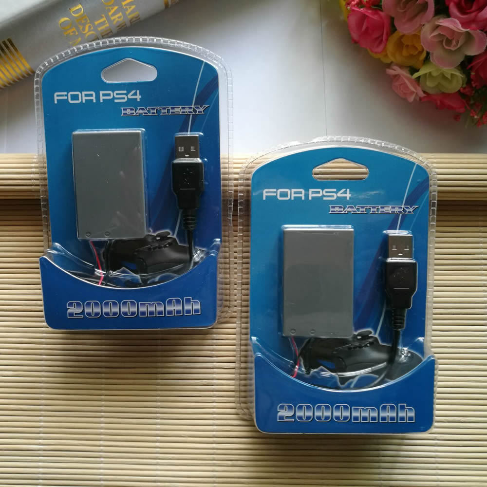 2x Rechargeable Battery for PS4 Controller 2000mAh Replacement & Charging Cable