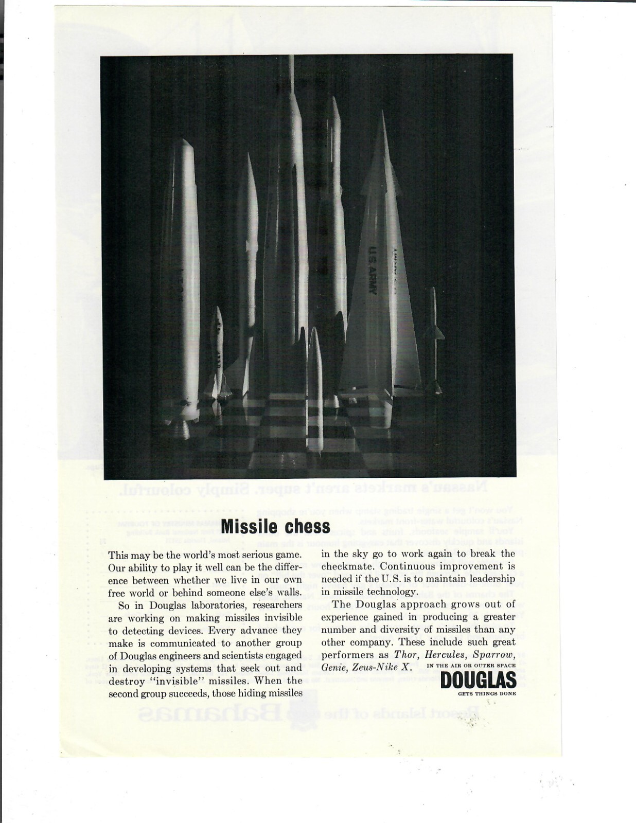 1965 Douglas Print Ad Missile Chess Military Technology Ephemera