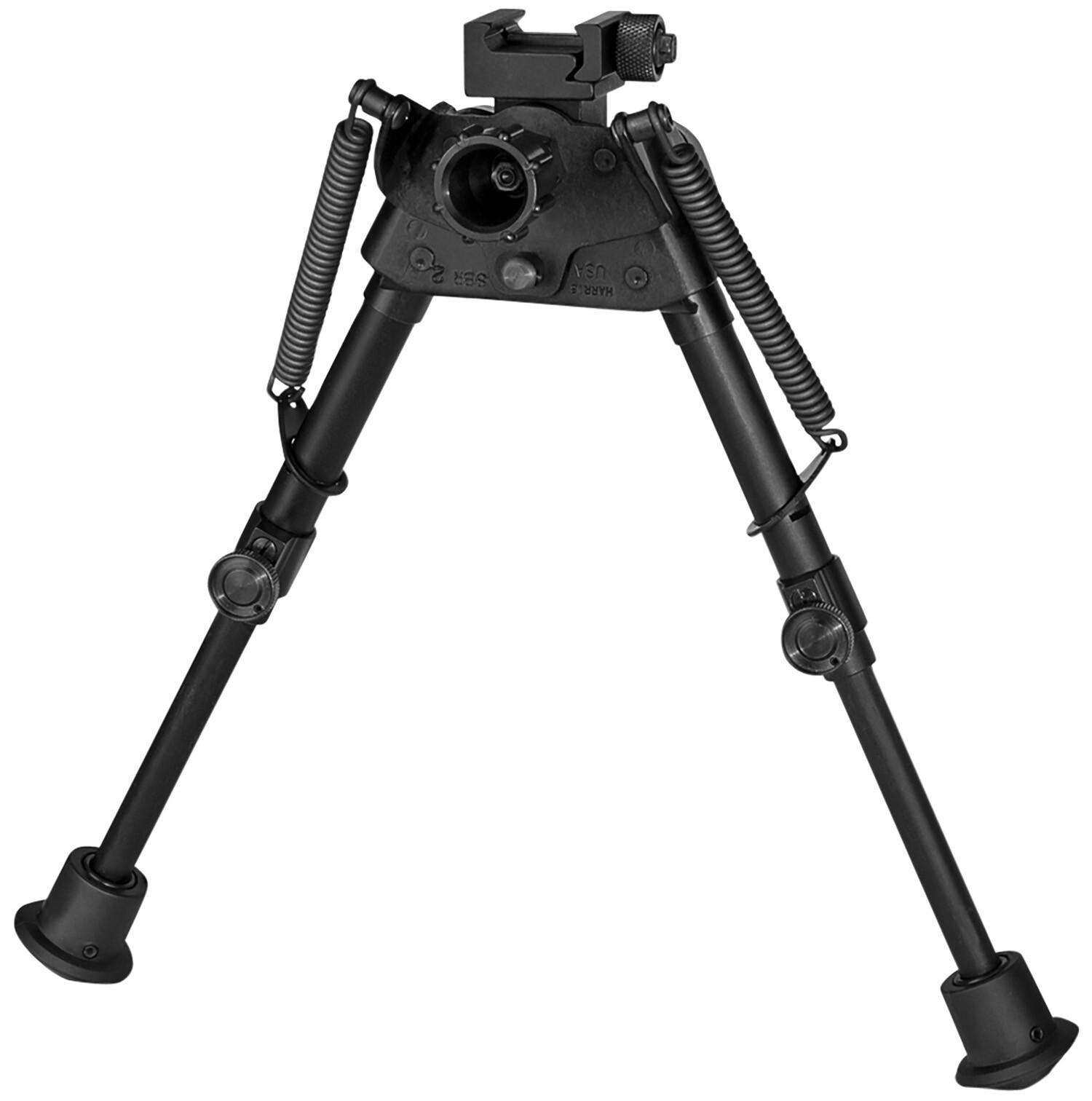Harris Bipods SBR2P Swivel BR Picatinny, 6-9", Black Steel/Aluminum, Self Leveli