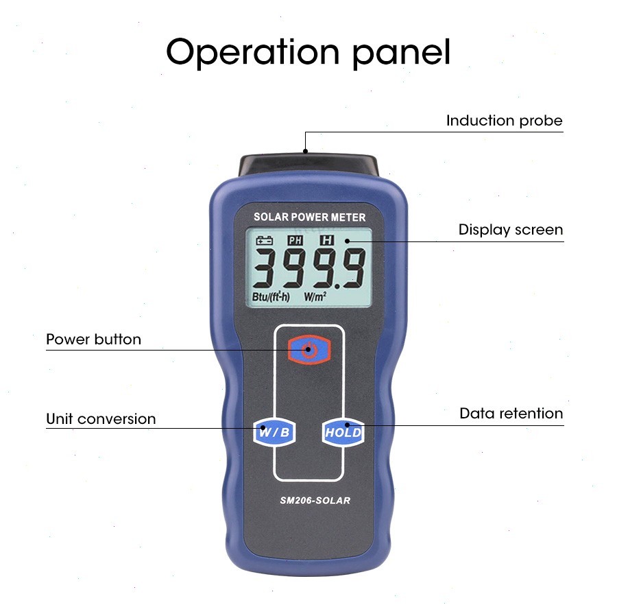 Solar Power Meter Solar Radiation Meter Tester For Testing Sun Light Radiation