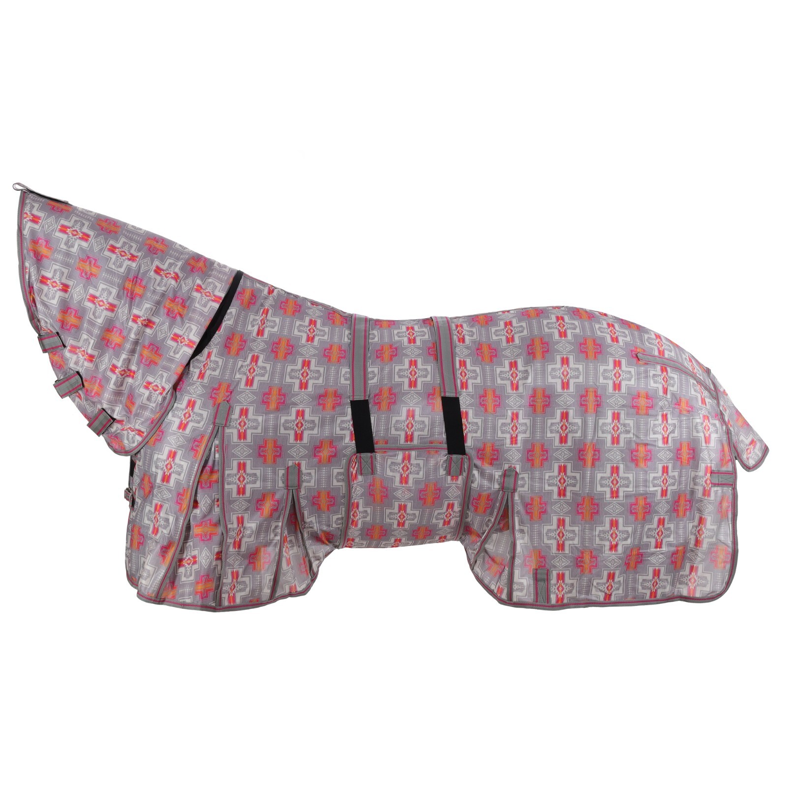 MESH FLY SHEET with NECK COVER Showman Afterglow Gray Orange Pink White Designs