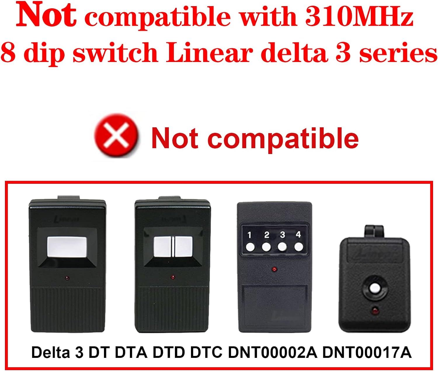 2Pack Fit Linear Multi-Code 300MHz 10 Dip 3089 3060 3070 4120 Garage Door Remote