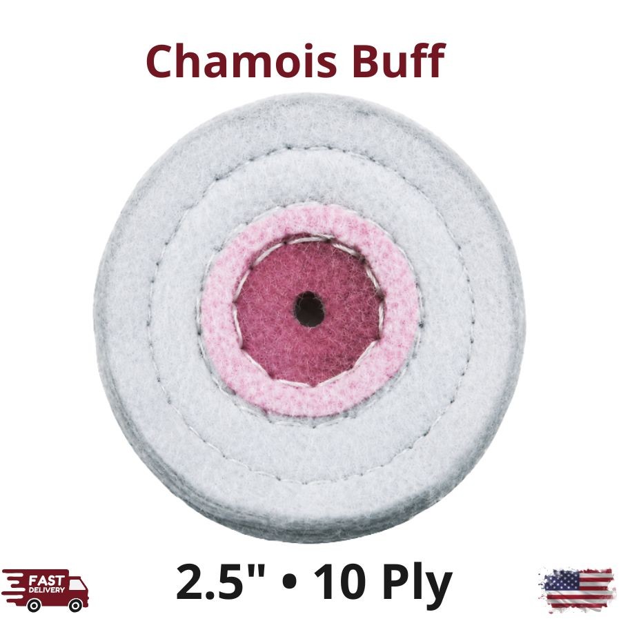 1/Pk Chamois Polishing Buff Leather Center 2.5 Inch 10 Ply Tapered Spindle Lathe
