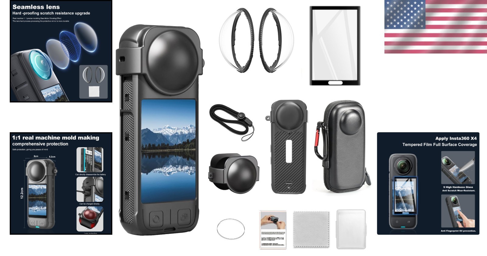 Protective Silicone Case + Lens Guards - Insta 360 X4