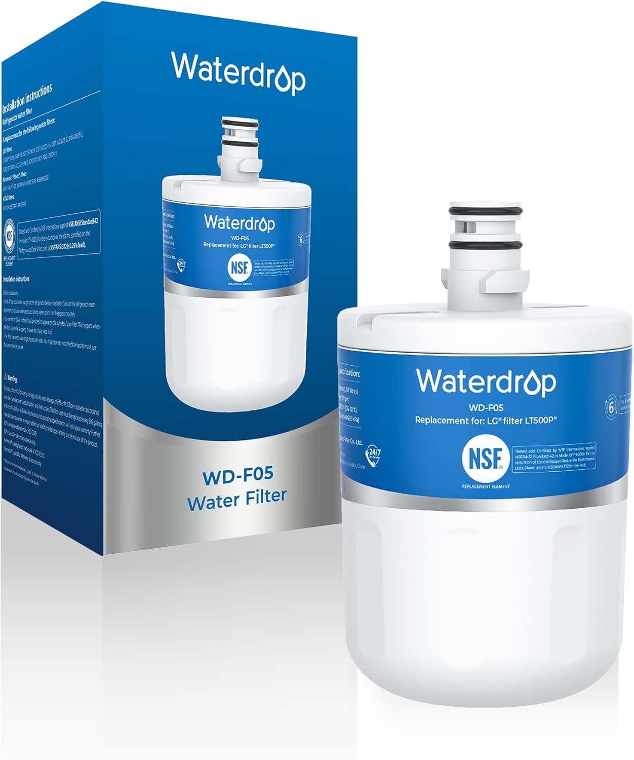 Waterdrop 5231JA2002A Refrigerator Water Filter, Replacement for LG® LT500P®(1)