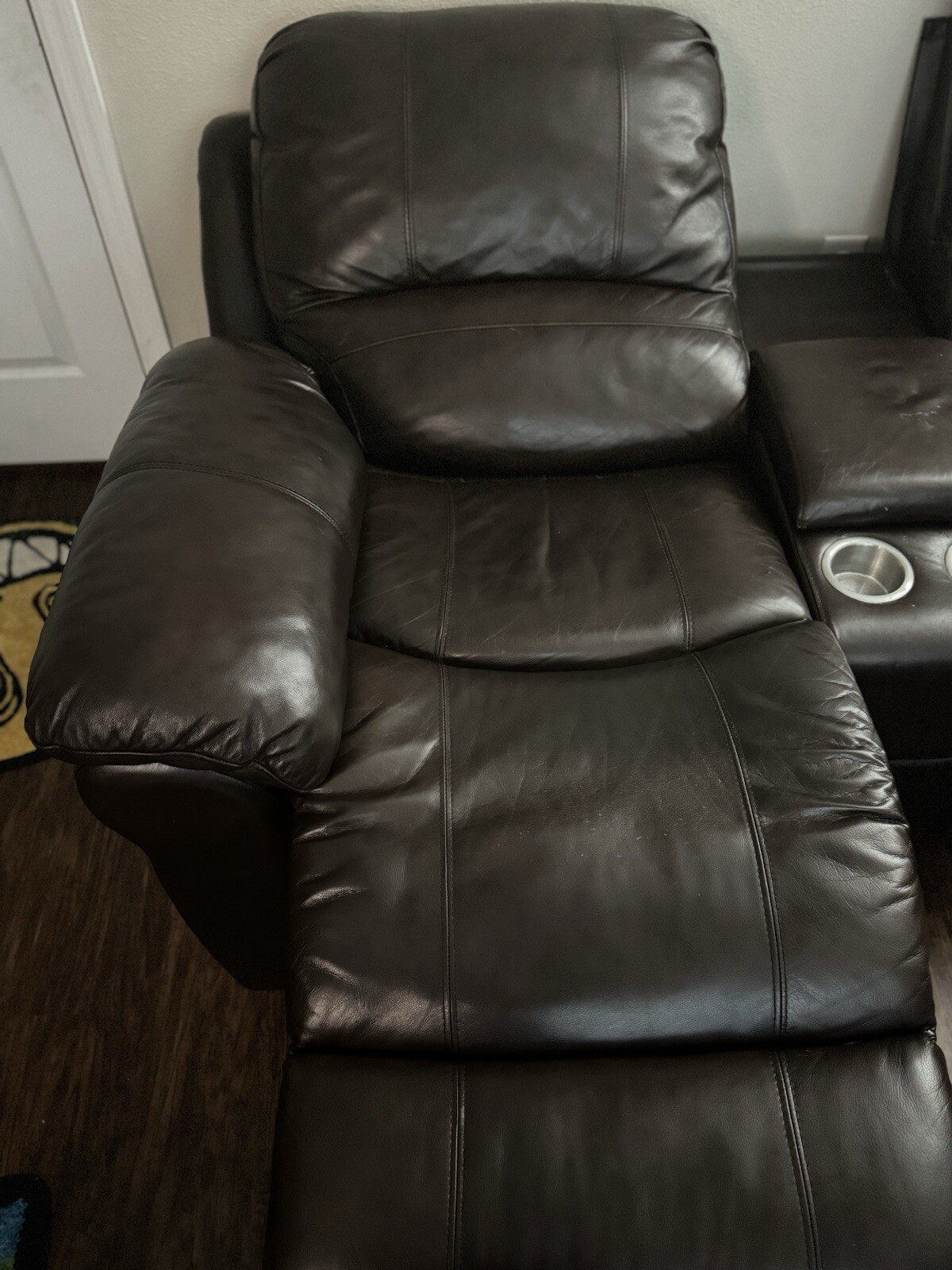 Authentic Leather Couch Recliner Electric With Cup Holders And Storage