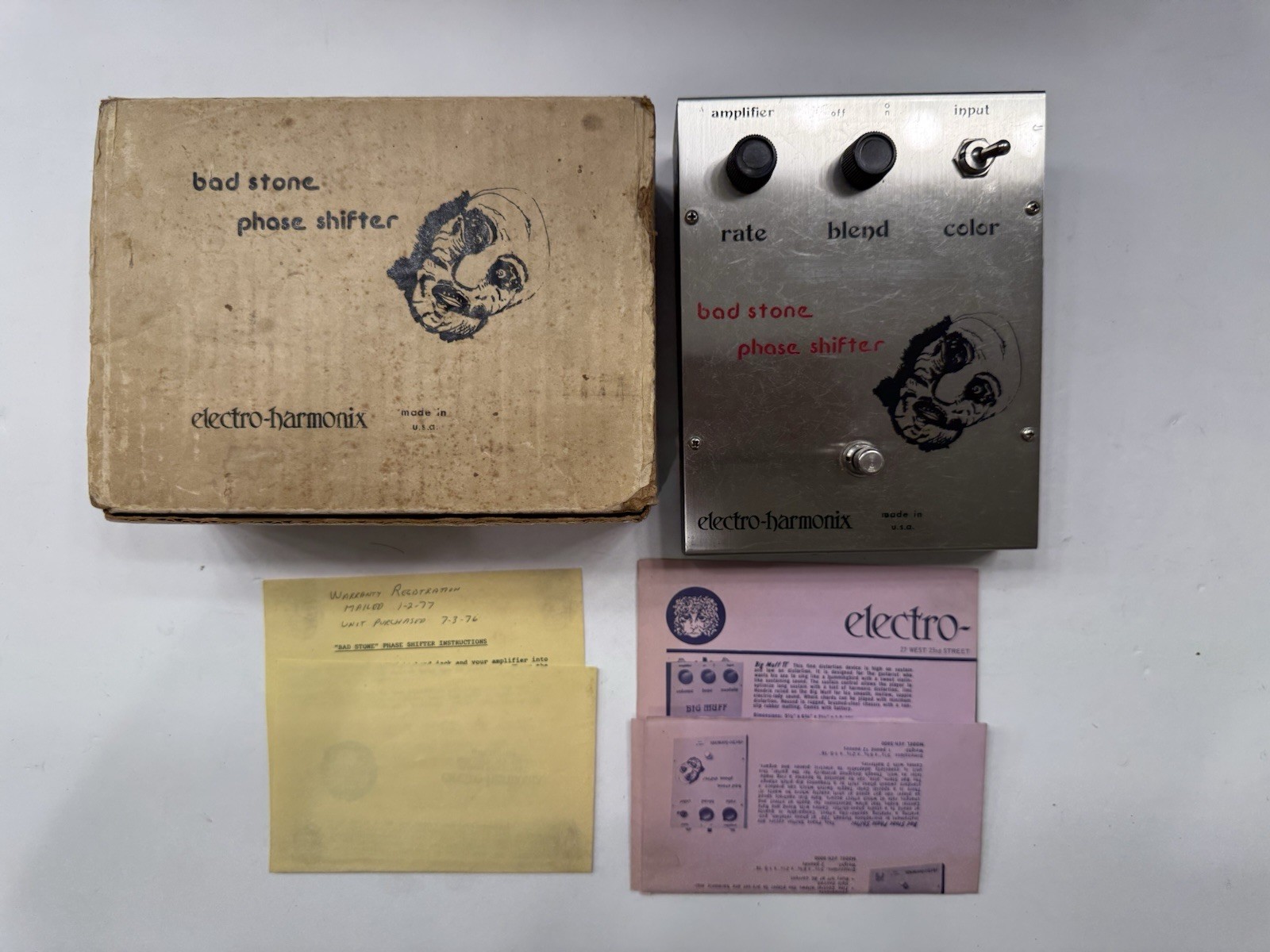 Electro Harmonix Bad Stone V1 Phase Shifter Vintage 1970s Guitar Effect Pedal