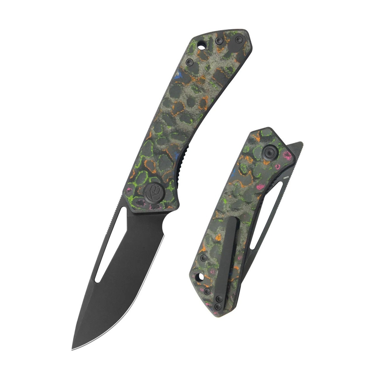 Kubey ~ Thalia ~ Camo Carbon Knife ~ M390 Blackwash Finish ~ KB331A