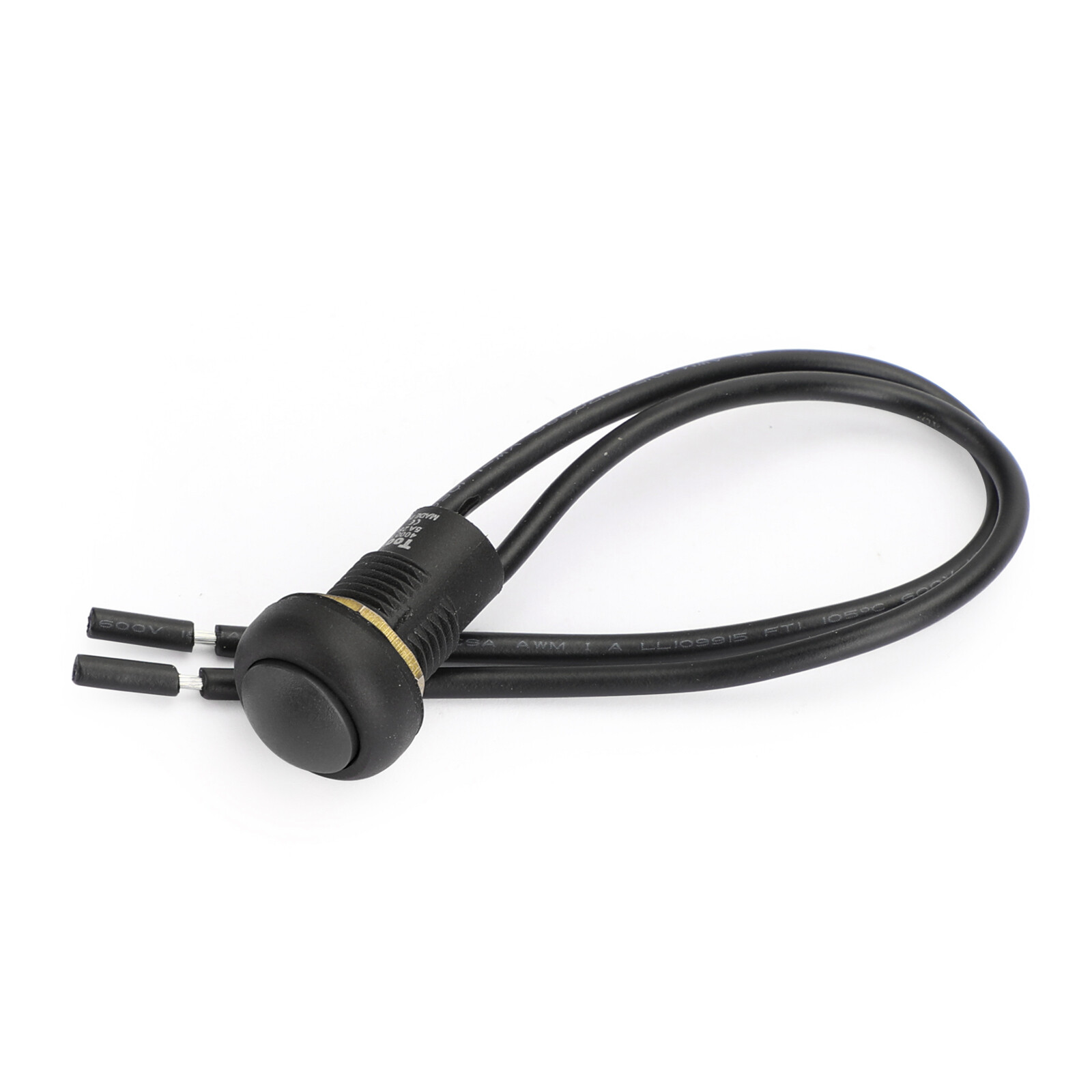 1Pcs Waterproof Momentary Reset ON/OFF Push Button Round Switch with Wire Black