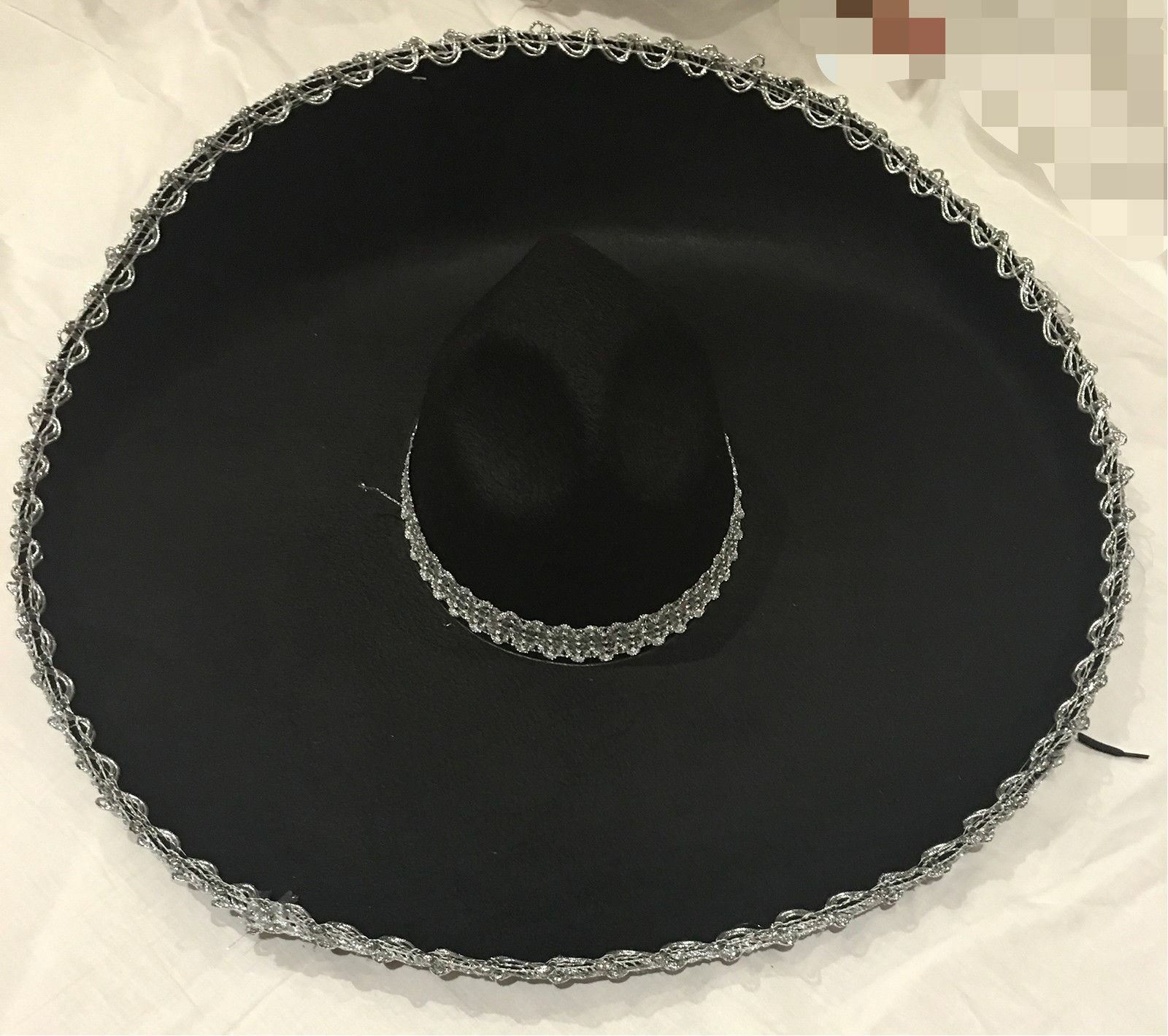 Adult Mens Womens Mexican Costume Sombrero Hat Black W Silver Trim Party Dress