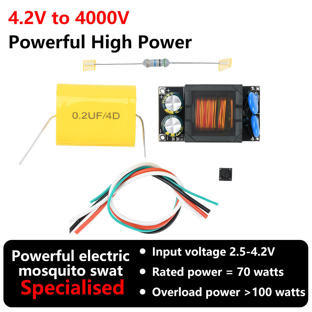 DC 3.7V to 4KV High Voltage DIY Electric Mosquito Swatter Circuit Board Module
