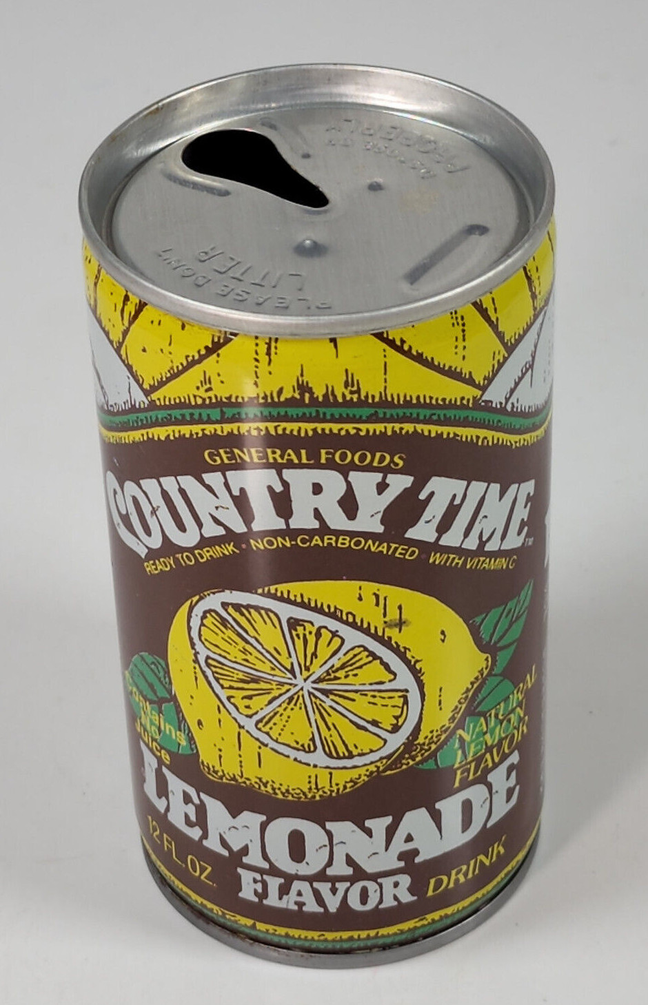Vintage Country Time Lemonade Soda Pop Can Crimped Steel Warrenton MO