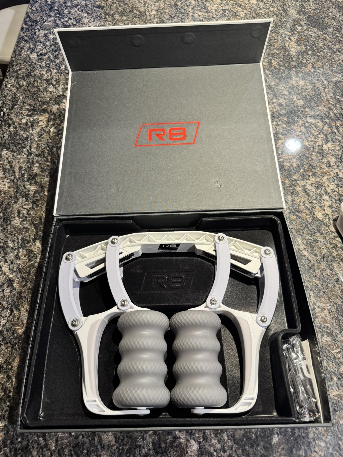 Roll Recovery R8 Deep Tissue Massage Roller Muscle Pain Relief 8 Wheel Leg White