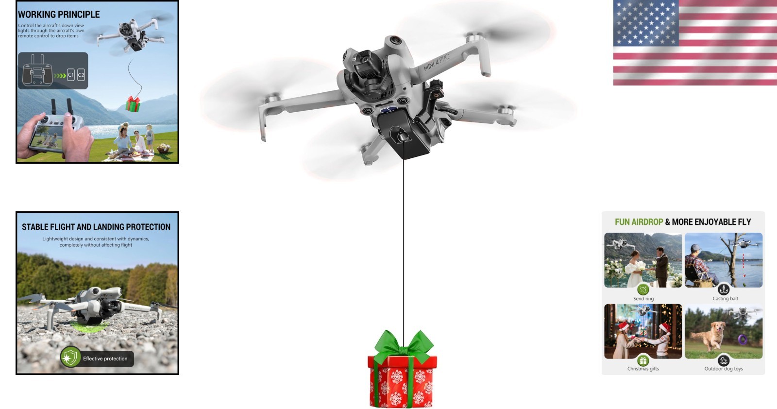DJI Mini 4 Pro Airdrop System with Flashing Light - Versatile Drone Accessory