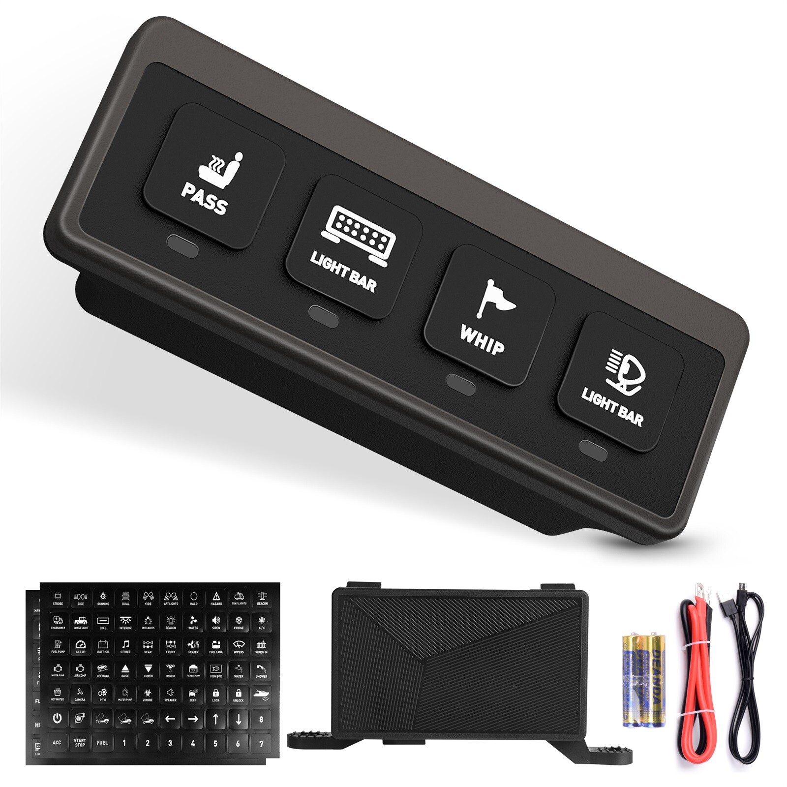 Wireless 4 Gang Switch Panel, ON-Off Led Flash Remote Control Wire Circuit Relay
