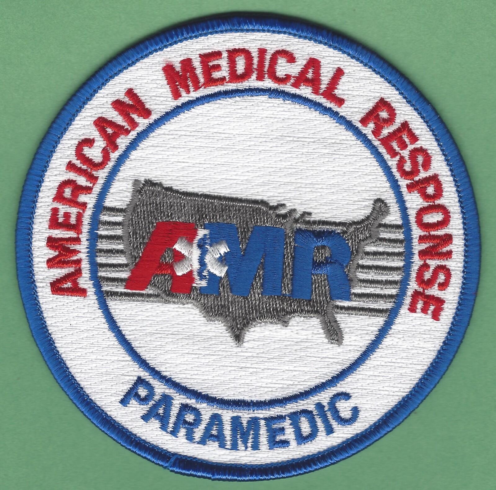 AMR AMERICAN MEDICAL RESPONSE PARAMEDIC PATCH WHITE