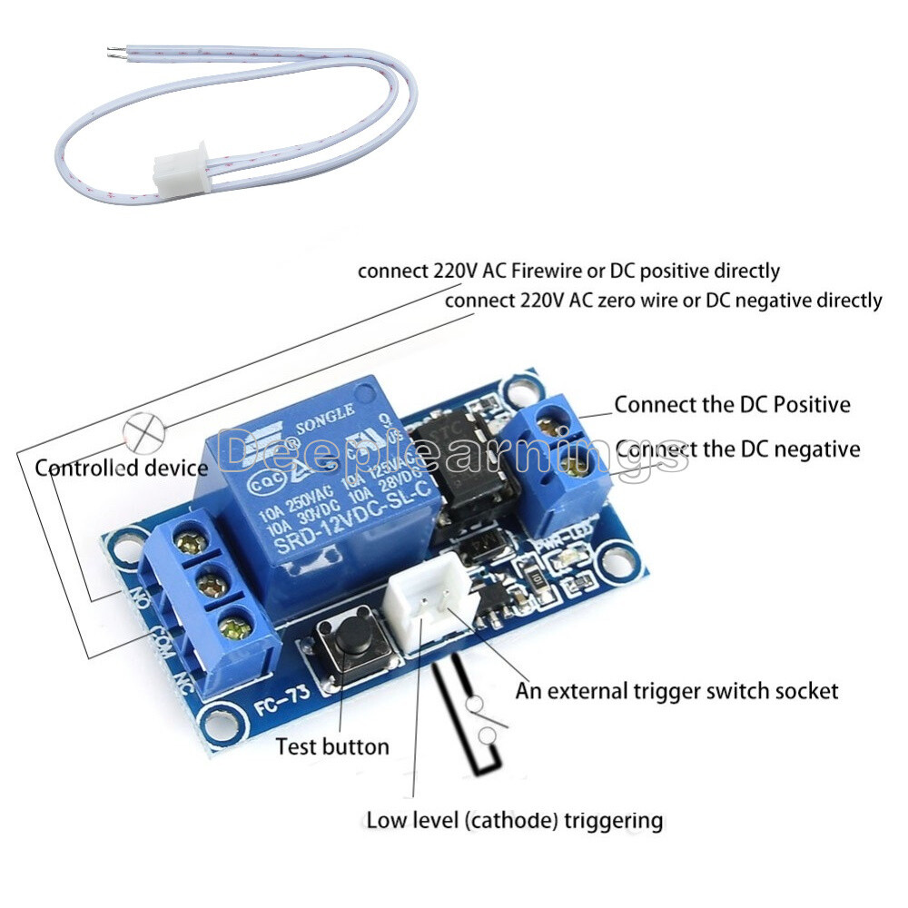 12V 1 Channel Latching Relay Module with Touch Bistable Switch MCU Control