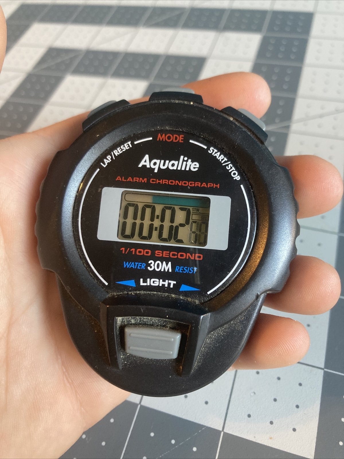 Vintage Aqualite Alarm Chronograph Water Resist 30M Stopwatch (tested/works)