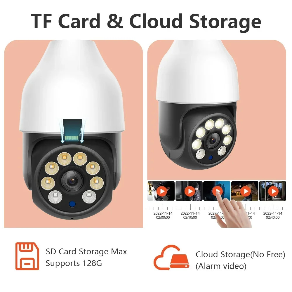E27 5MP Camera Bulb PTZ Security Video Bulb Surveillance Camera Motion Tracking